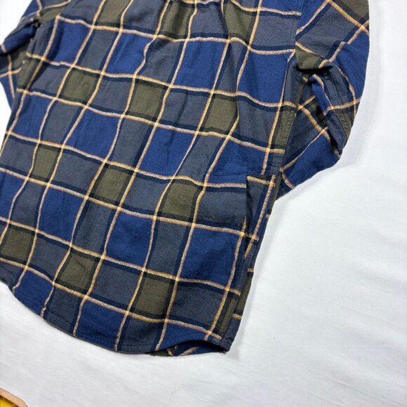 Off the Grid Blue/Green Plaid 100% Cotton Flannel Shirt Outdoor Wear Mens Med - Picture 8 of 8